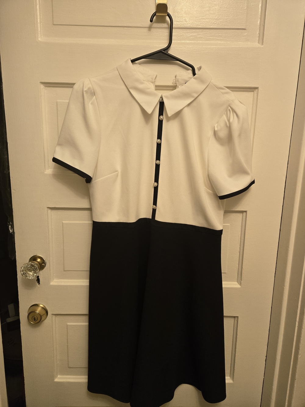 Karl Lagerfeld Black and White Short Sleeve Two-Tone Dress